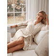 thumbnail image 5 of JWD Womens Waffle Wrap Robe V Neck Tie Waist 3/4 Sleeve Lounge Nightgown Soft Sleepwear Light Apricot XL, 5 of 6