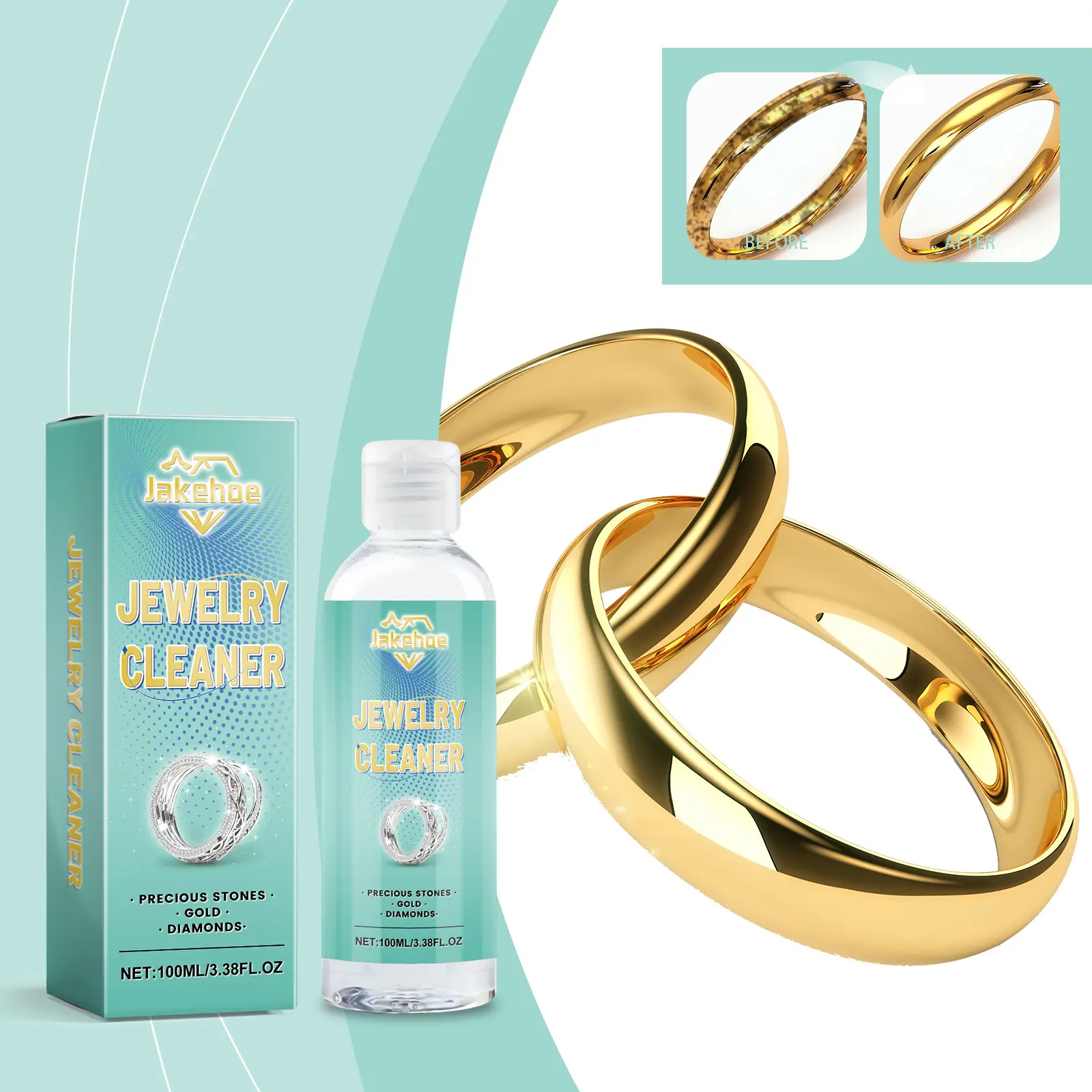 Multi-Purpose Jewelry Cleaning Solution (100ml) — A Safe Cleaning Formula for Gold, Silver, Diamonds, and Pearls; A Universal Stain Remover and Anti-Tarnishing Agent for All Metals and Gemstones
