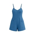 thumbnail image 5 of Taqqpue Womens Casual Rompers Solid Color Overalls Shorts Summer Sleeveless Spaghetti Strap Jumpsuits for Women Casual Shorts with Pockets, 5 of 10