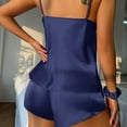 thumbnail image 5 of Simulated silk women's pajamas three-piece set, simple casual backless suspender shorts set sexy ice silk pajamas, 5 of 6