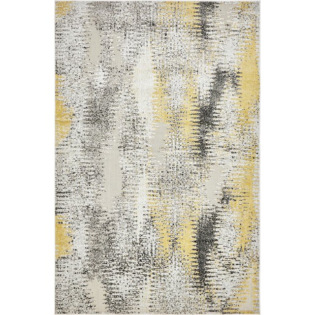 Unique Loom Outdoor Modern Collection Carved Distressed Transitional Indoor and Outdoor Flatweave Ivory Area Rug (6' 0 x 9' 0)