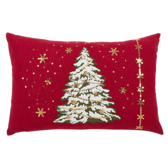 Saro Lifestyle 8970.R1320BC 13 x 20 in. Lumières de Noël Oreiller Cover&44; Rouge