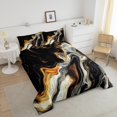 thumbnail image 4 of Erosebridal Ensemble de Literie en Marbre Noir et Or, Couette Grand, Art Moderne Aquarelle, Réversible 3 Pcs, 4 of 8