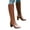 Brown, variant on Fall Winter Knee High Boots Women High Block Heel Pointed Toe Leather Zipper Over the Knee Dress Booties