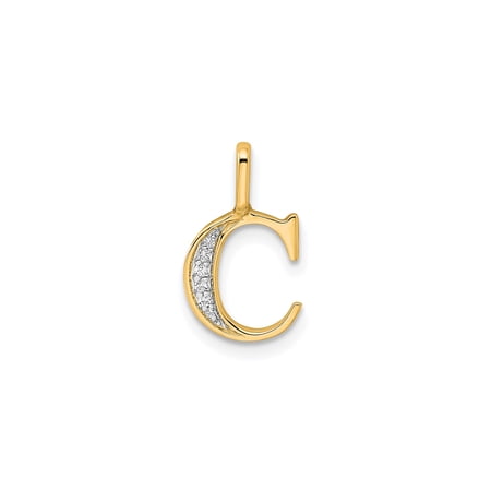 14k Yellow Gold Initial C Pendant Necklace for Women with Diamond Accents, Polished Monogram Charm, Fine Personalized Jewelry Symbolizing Identity or Name