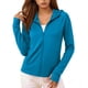 thumbnail image 1 of Craaazy Women's Slim Fit Full Zip Hoodie, Solid Color Long Sleeve Quick Dry Top, Sun Protection Hooded Jacket with Pockets for Daily Wear Gifts, 1 of 6