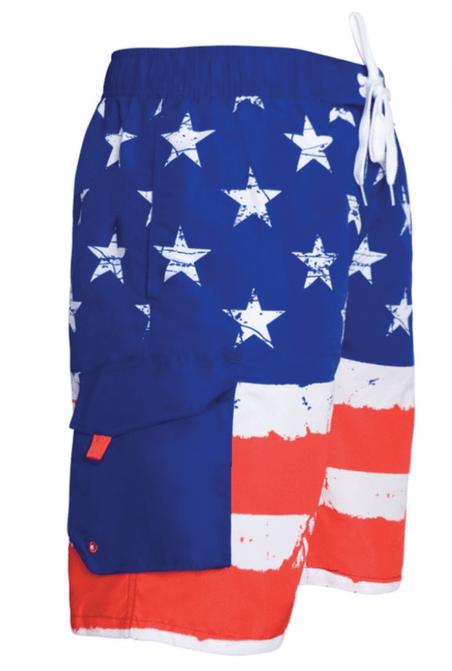 Tru Cal Men's Patriotic USA Swim Trunks with Cargo Pocket - Walmart.com