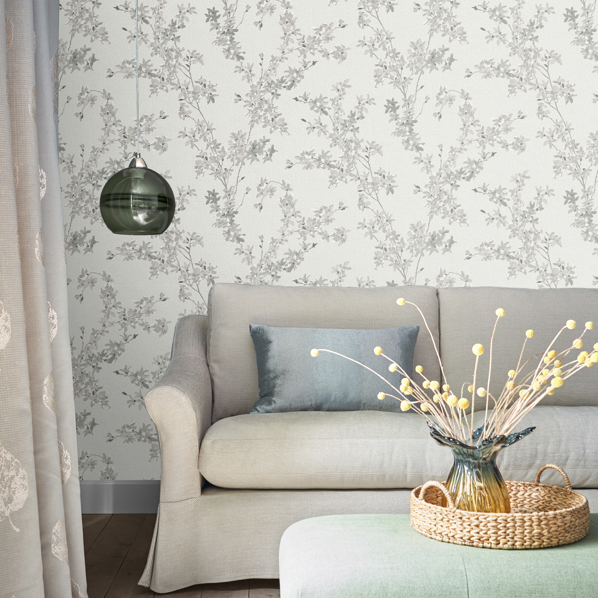 Laura Ashley Elderwood Steel Wallpaper