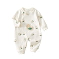 thumbnail image 2 of Newborn Baby Girls Boys Cotton Romper Long Sleeved Warm Jumpsuit With Long Sleeves and Crawling Clothes White 6 Months, 2 of 7