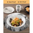 thumbnail image 3 of 15 Inch Round Placemats Set of 6, Black Grey Mountain Non Slip Heat Insulation PP Table Mats, Misty Forest Nature Woodland Pine Tree Landscape Washable Place Mats for Kitchen Dining Party Table Decor, 3 of 7