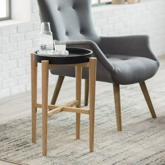 Belham Living Lincoln 2Tone Tray Top Side Table Black