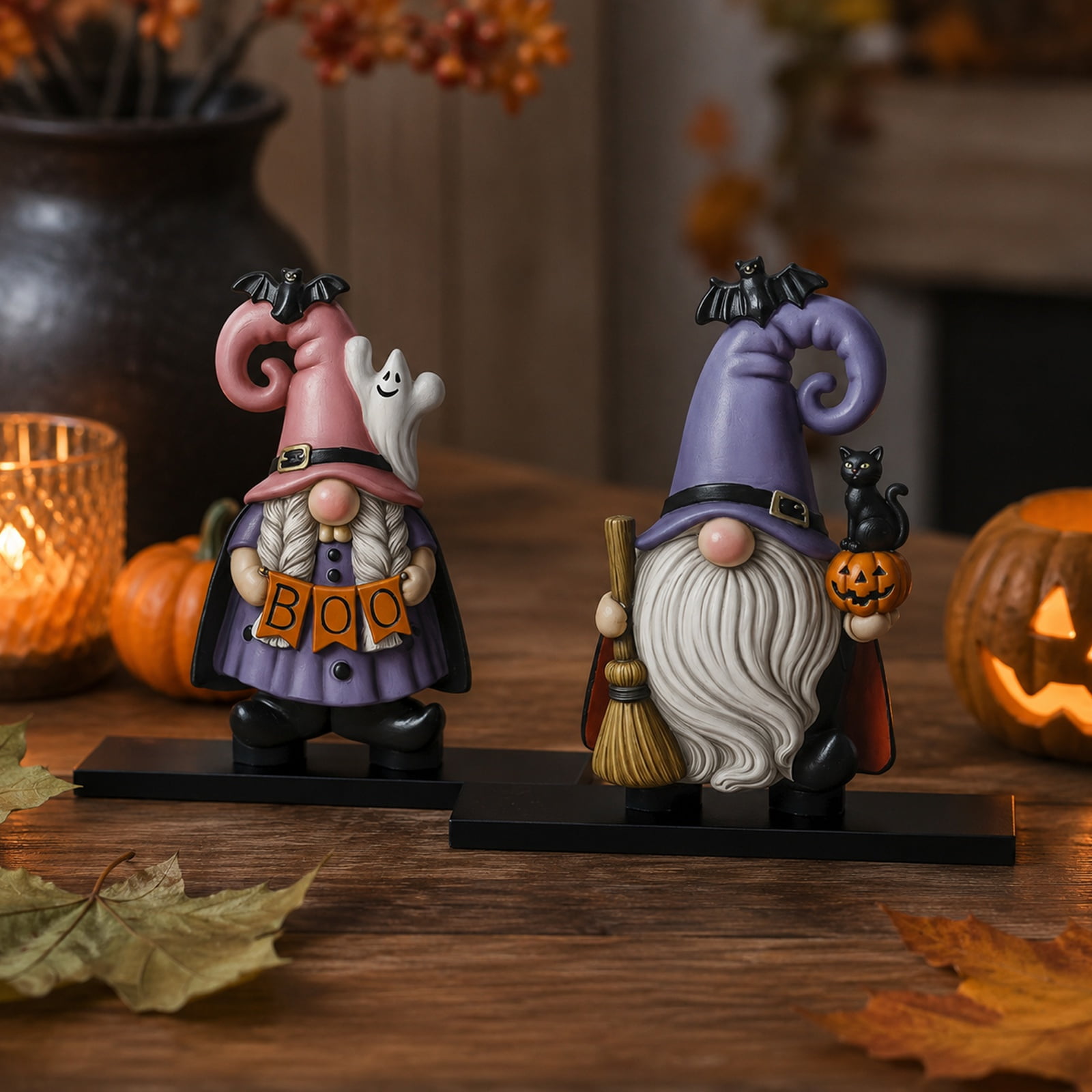 Halloween Decorations | Set of 2 Halloween Decorations for home |Resin Figurines for Indoor & Outdoor Garden Fall Table Centerpiece Autumn Party Decor
