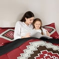 thumbnail image 4 of Homewish Red Bohemian Rhombus Queen Comforter Set,Boho Exotic Style Comforter Sets Queen,Black Reversible,3-Piece,1 Comforter and 2 Pillowcases, 4 of 7