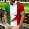 thumbnail image 2 of Mens Polos Men's Short Sleeve Button Down Polo Shirt Italian Flag Print Lightweight Knit Performance Top Casual Summer White L, 2 of 4