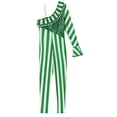 thumbnail image 6 of YONGHS Womens One Shoulder Candy Cane Striped Jumpsuit Christmas Bodysuits Gymnastics Leotard Green 3XL, 6 of 7