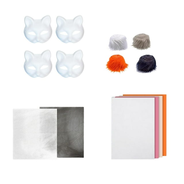 Kit de Máscara de gato DIY jinwen Estilo B Máscara blanca 17,8 cm x 16 cm