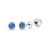 Gem Stone King Platinum Stud Earrings Set with 6mm Round Fancy Blue Zirconia