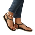 thumbnail image 3 of LTTVQM Womens Thong Sandals Arch Support Platform Open-Toe Leather Casual Sandals Slip-On Comfortable Adjustable Buckle Slides for Vacation Black 39(US-7.5), 3 of 5