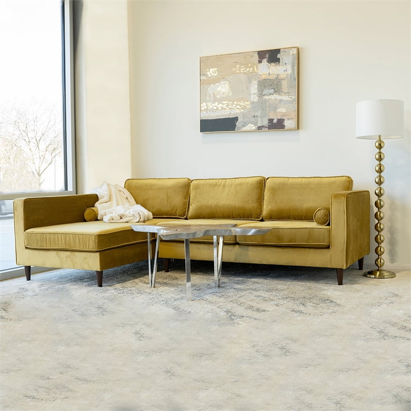 Mid Century Modern Owen Yellow Sectional Sofa Left Facing