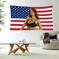 thumbnail image 3 of Sydney Sweeney #2 America Flag Banner Funny Poster Durable Cave Wall Flag with Brass Grommet for College Dorm Decor, Outdoor, Party Wall Decor Hanging Flag, 3 of 5