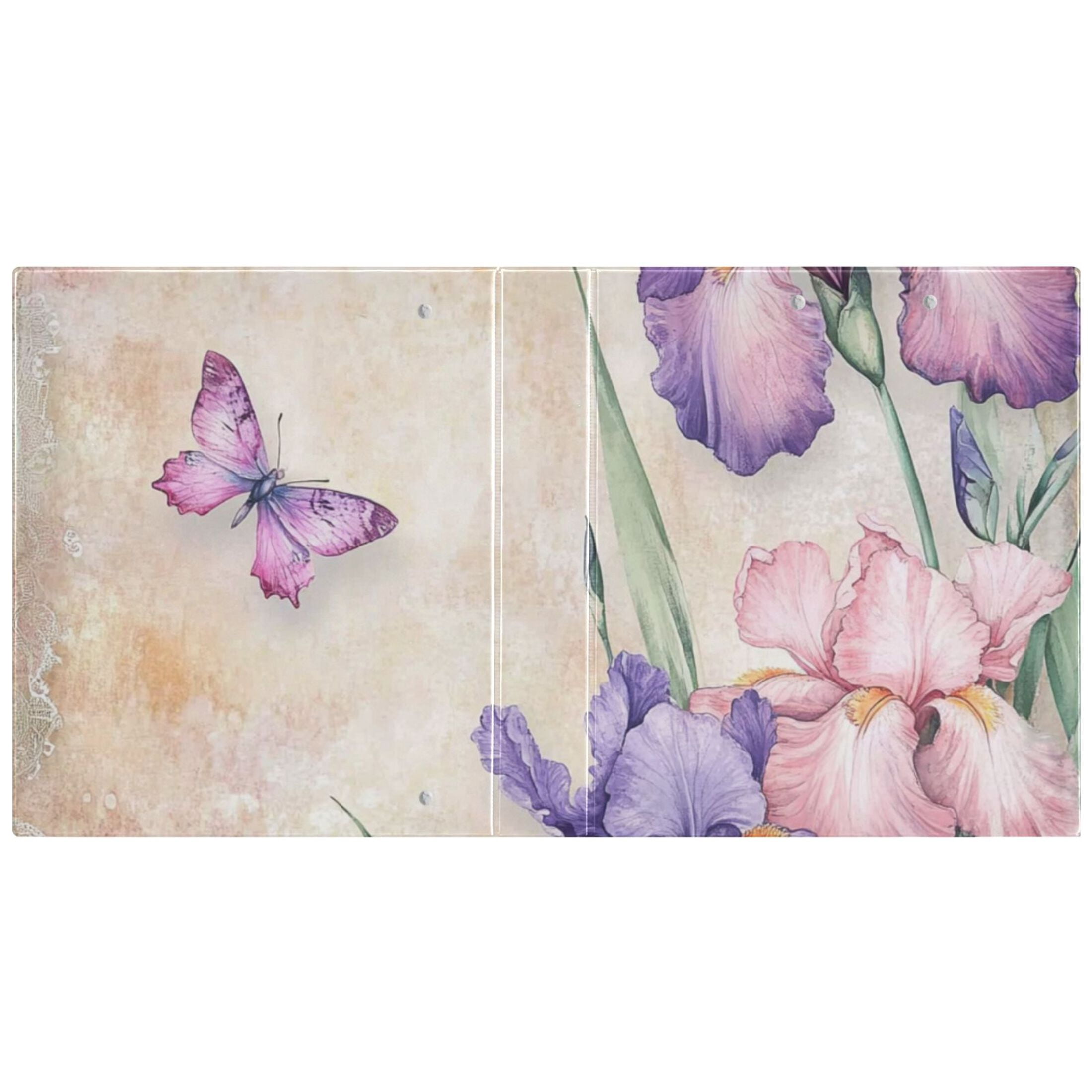 Lace Phalaenopsis Flowers 3 Ring Binders 1.5 inch Hardcover File Folders with Interior Pockets A4 Size Organizer for School Office Hospital