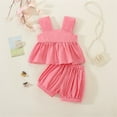 thumbnail image 4 of ASFGIMUJ Summer Toddler Girls Sleeveless Bowknot Tops Shorts Two Piece Outfits Set For Kids Clothes,Size 12 Months-18 Months, 4 of 4