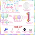 thumbnail image 6 of Bubble Themed 1st Birthday Party Decoration - Macaron Balloon Garland Kit and Happy Birthday Background with Foil Number 1 Balloon for Girl Kids Birthday Party Supplies., 6 of 7