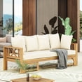 thumbnail image 4 of Convertible patio sofa daybed made of acacia wood with water-resistant cushions for a charming backyard space, 4 of 6