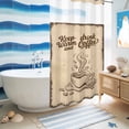 thumbnail image 5 of No Hook Shower Curtain, Vintage Coffee Shower Curtains for Bathroom with See Through Top Window, Farmhouse Coffee Beans Drinking Waterproof & Washable Bath Curtain Narrow 54"x78", 5 of 9