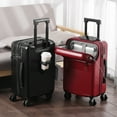 thumbnail image 3 of Valise Cabine 20 Pouces, Valise Cabine à Poche avant avec Support pour Téléphone et Porte-Gobelet, Valise Rigide avec Double Cadenas TSA, Port USB (Rouge), 3 of 6