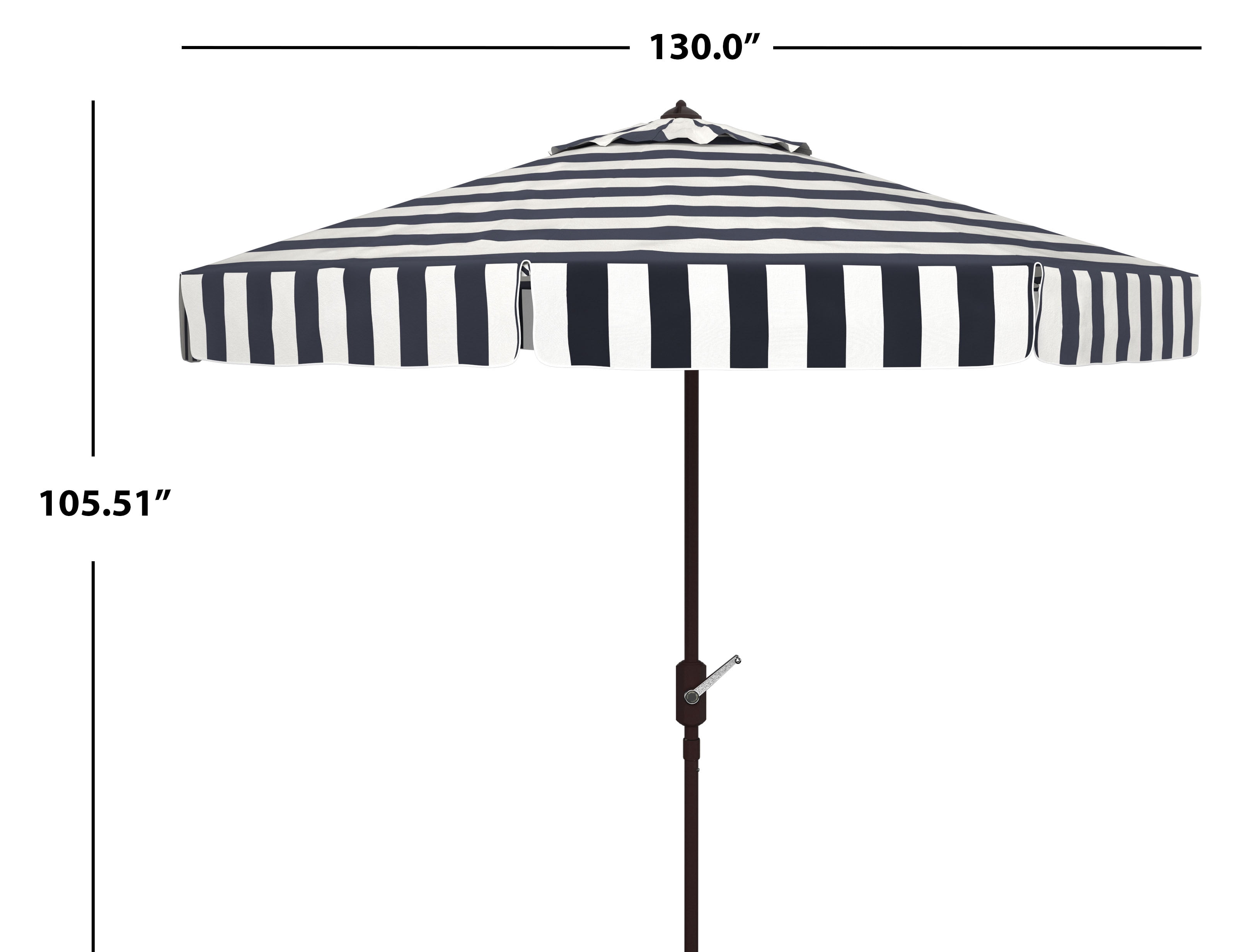 Safavieh Elsa 11' Market Crank Round Patio Umbrella, Black/White