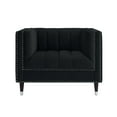 thumbnail image 3 of Liv Black/Chrome Velvet Club Chair - Line Stitch Tufted, Chrome Nailhead Trim and Tapered Chrome Legs Tip, Square Arm, 3 of 10