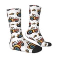 thumbnail image 2 of Goofa Cartoon Tractor Printed Men's Crew Socks, Soft Durable Breathable Moisture-Wicking with Odor Control Cotton socks, 2 of 9