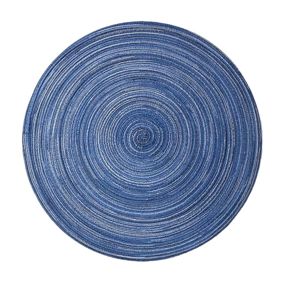 12" Blue Round Braided Placemats Washable Heat Resistant Cotton Polyester Circle Place Mats for Kitchen Dinner Party Table Decoration Suitable for Plates Under 10 inches