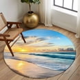 thumbnail image 3 of Ocean Sunset Large Area Rugs for Bedroom Living Room, Soft Non Slip Carpet Bedside Rug, Beach Blue Sky Coastal Seashore Summer Round Floor Cover Kitchen Accent Rug 7' for Dining Room/Office, 3 of 9