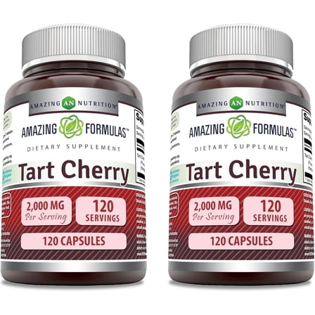 Amazing Formulas Tart Cherry 2000 Mg Per Serving 120 Capsules Supplement | Non-GMO | Gluten Free | Pack of 2