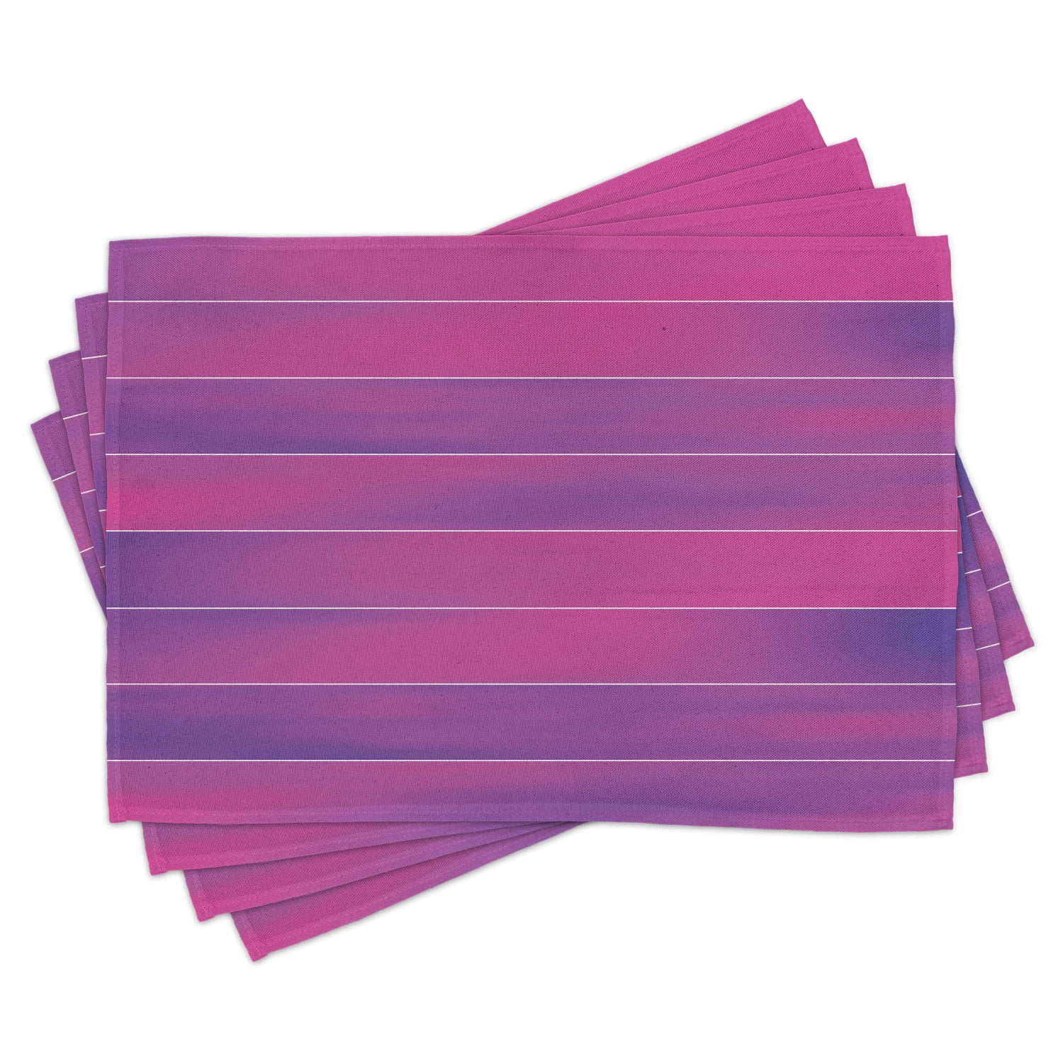 Hot Pink Placemats Set of 4 Horizontal Color Bands Stripes with