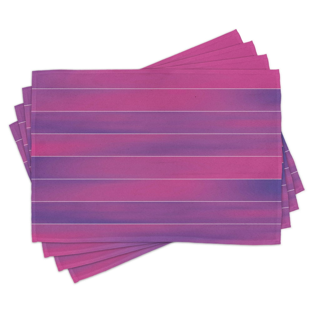 Hot Pink Placemats Set of 4 Horizontal Color Bands Stripes with