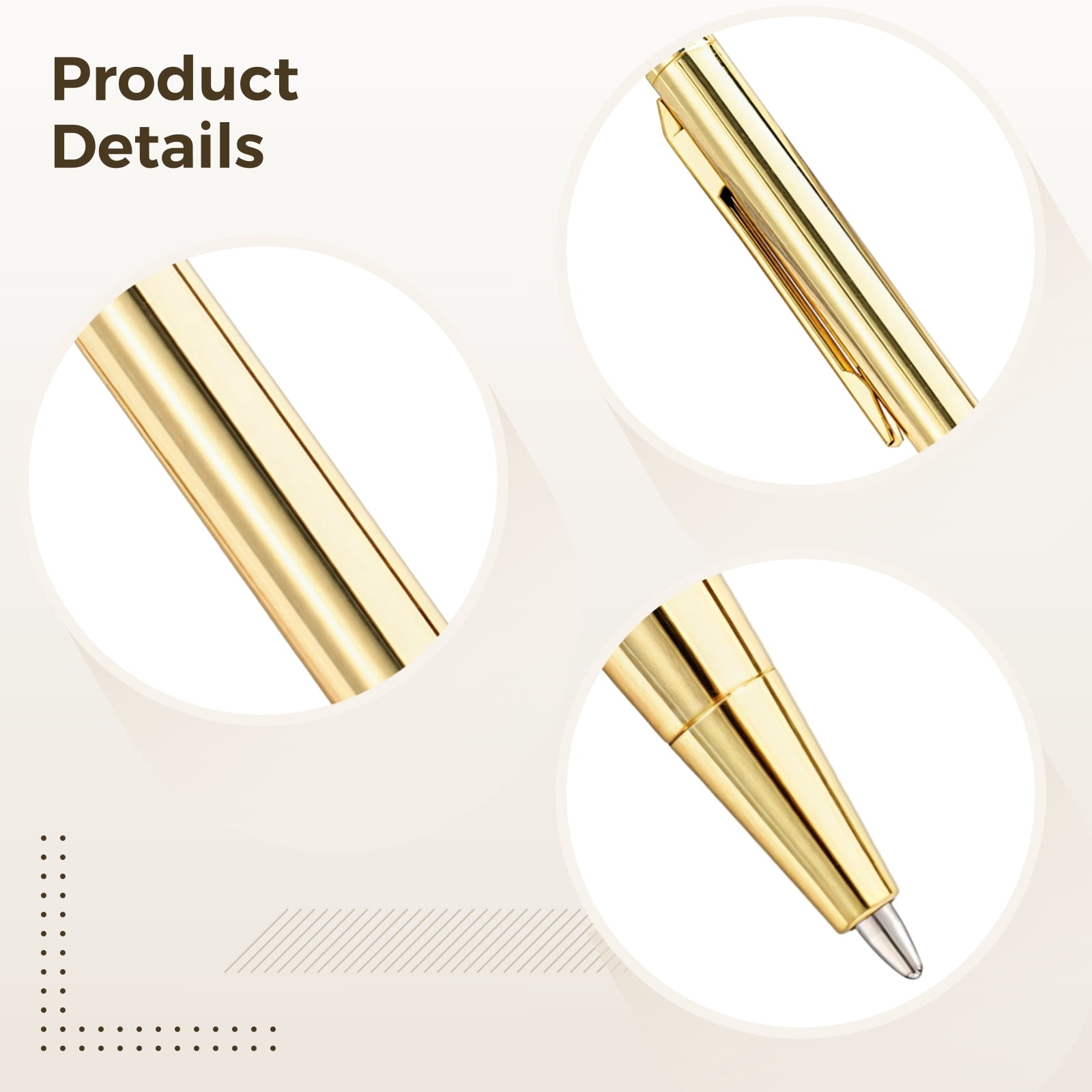 60 Pack Retractable Ballpoint Pens, Gold Metal Body Click Pens Customized, Smooth Flow Office Supplies, Business Meeting Instruments With Medium Point