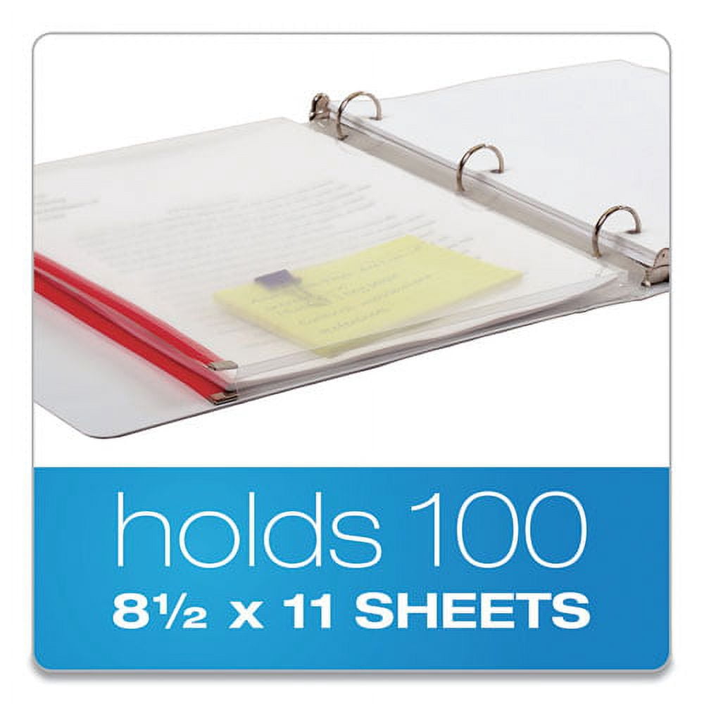 Expanding Zipper Binder Pocket, 8.5 x 11, Assorted Colors, 5/Pack | Bundle of 10 Packs