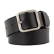 thumbnail image 1 of Cinturón de cuero para mujer, ajustable, informal, con hebilla cuadrada (110 cm de largo, 3,3 cm de ancho, negro y plateado)., 1 of 5