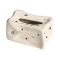 thumbnail image 1 of Caja de pañuelos Caja de pañuelos faciales de cerámica Soporte para almacenamiento de papel higiénico Soporte para pañuelos faciales Soporte para caja Beige Soledad Cubierta de tejido, 1 of 10