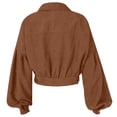 thumbnail image 4 of DeHolifer Women's Cropped Shacket Button Down Lapel Long Sleeve Corduroy Crop Jacket Brown L, 4 of 8