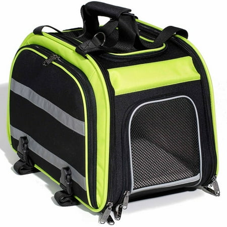 Pet Expandable Rear Pet Carrier for Bikes, Green/Black