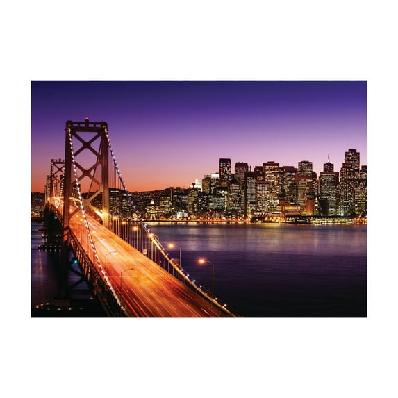 Ambesonne Cityscape Jigsaw Puzzle Durable Cardboard, American Bridge, 1000 pcs, Purple Orange