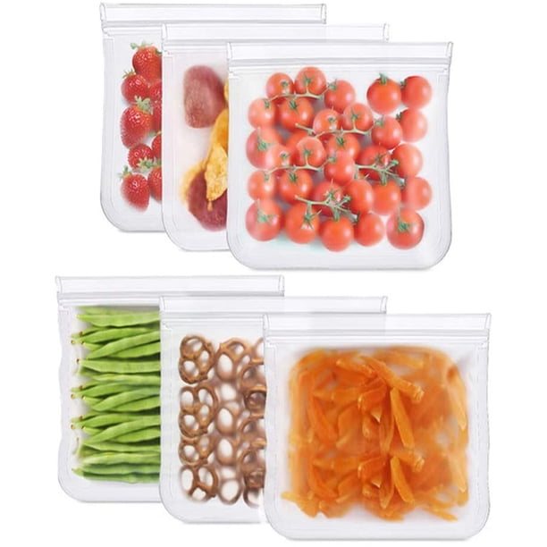 Bolsas de almacenamiento de alimentos reutilizables, paquete de 6 bolsas de congelador de silicona reutilizables a prueba de fugas sin BPA para carnes marinadas, cereales, sándwiches, bocadillos Xemadio JQWJ294