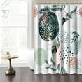 thumbnail image 2 of Boho Bathroom Shower Curtain Teal Green Palm Leaves Modern Minimalist Stall Bathtub Decor Mid Century Abstract Geometric Farmhouse Fabric Waterproof Shower Curtains with Plastic hookss 72x72 inches, 2 of 6