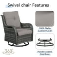thumbnail image 4 of POCASSY 3 Piece Patio Set Outdoor Wicker Glider Rocking and Swivel Chairs with Side Table and Cushions - Patio Wicker Bistro Furniture Set, Gray Rattan & Gray Cushion, 4 of 8