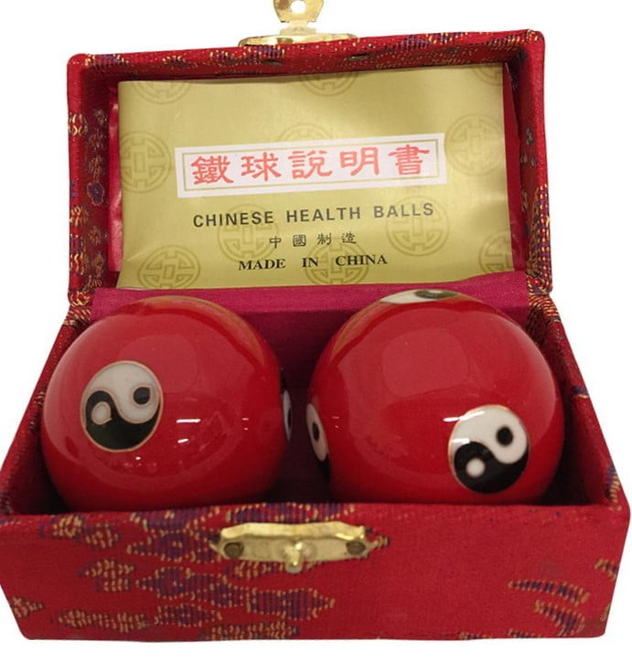 Baoding Balls Chinese Health Massage Hand Exercise Stress Balls - Red Yinyang #2