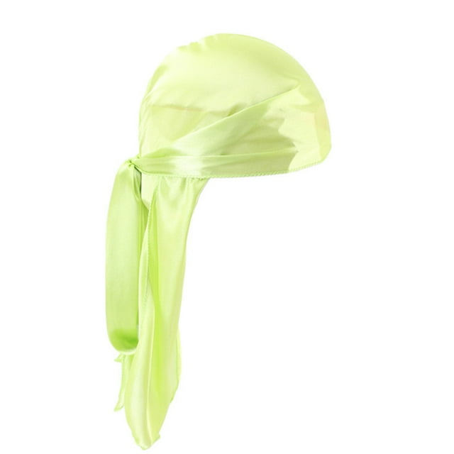 Stylish Silk Doo Rags For Men Proper Size Durag With Long Soft And Comfortable Men Black Bandanas For Hip Hop Rapper Fluorescent Green